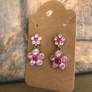 Girly Flower Cluster Drop Earrings